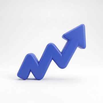 Blue zigzag arrow moving up growth progress success business concept 3D render with arrow