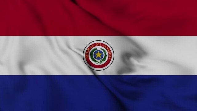 4K animation of the Paraguayan national flag waving in the wind