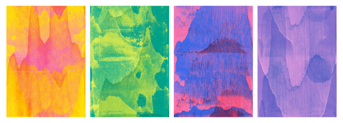 Plakat Neon urban poster set with riso print texture effect. Ink roller letterpress distressed brush texture cover background. Screen analog print effect. Y2k risograph overlay background. Halftone stamps.