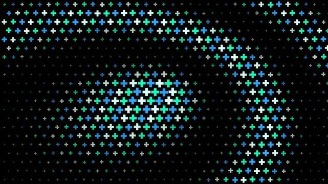 Abstract blue and green plus sign pattern motion background