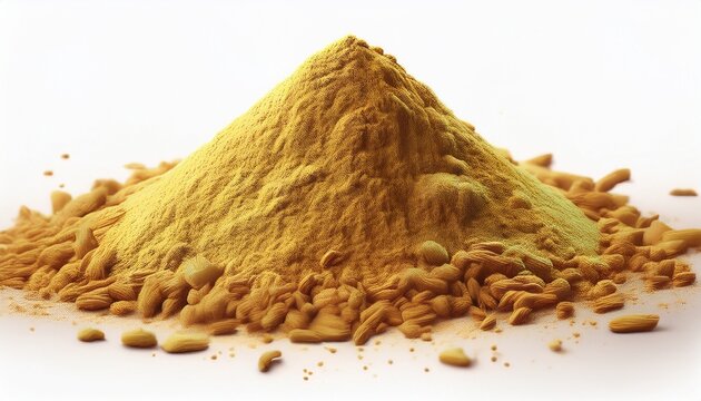 Asafoetida Powder Heap On White Background Isolated Generative Ai
