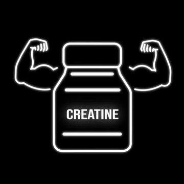 Creatine Monohydrate Supplement Jar Animation Icon for Gym Strength Video Loop.