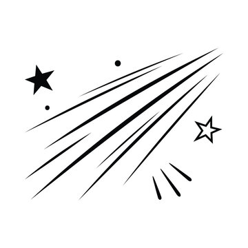 Hand drawn comic shooting star speed lines element for pop art action motion effect vector design illustration