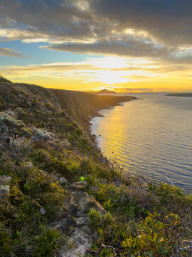 Beautiful Australian sunrise light over the ocean and horizon on the Fleurieu Peninsula in South Australia