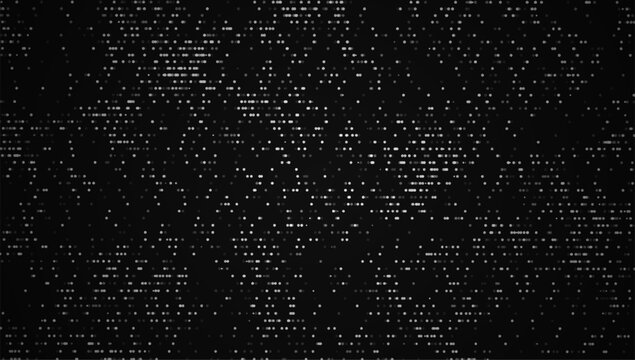 Glitch background with scattered white dots and digital noise. Futuristic cyber texture for technology, video, gaming or modern design project. Vector illustration.