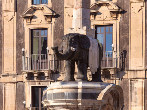 Elephant Fountain and Baroque Architecture in Catania, Sicily, Italy