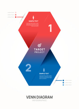 Infographic circle chart Venn diagram business template 2 options, Hexagon Vertical Presentation.