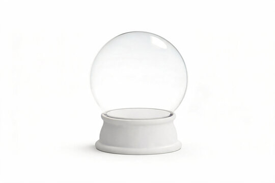Blank empty snow globe isolated on white background christmas mockup