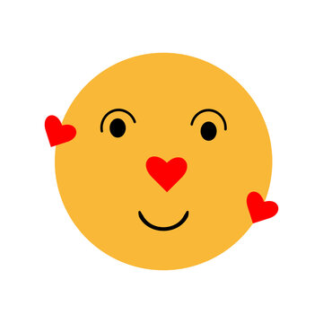  Cute Love Face With Hearts Vector Illustration.
