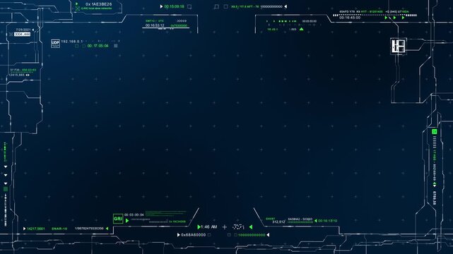 Digital interface screen showing complex data stream animation with futuristic blue motion graphics background overlays now