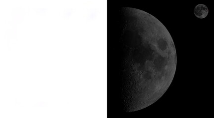Realistic moon phases illustration, detailed lunar surface on black background, celestial astronomy graphic for science education © MstSumaiya