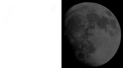 Realistic moon illustration with detailed craters, glowing lunar surface on black background, celestial sphere for astronomy projects © MstSumaiya