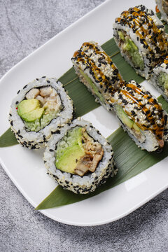 sushi with wasabi