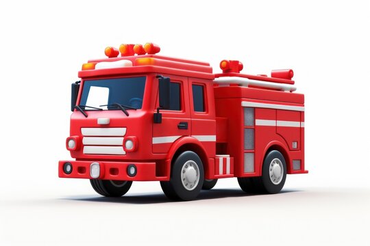 Fire truck vehicle white background transportation.