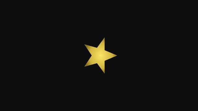 Golden star rotating on 4k black background, minimalist luxury 3 d animation gold rotating spinning
