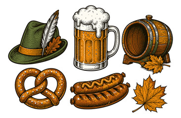 Naklejka premium Oktoberfest elements isolated on transparent background