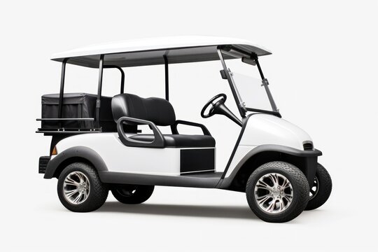 Golf cart vehicle wheel white background.