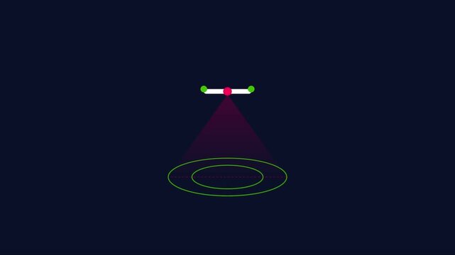 Minimalist drone scanning animation: aerial surveillance and data mapping concept 4k technology