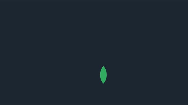 Minimalist green leaf animation loop on dark 4k background, for ui motion, nature