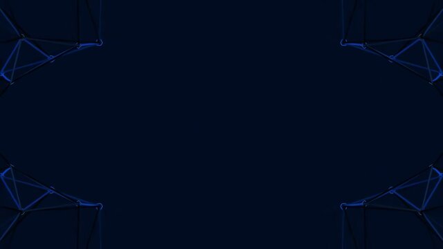 Abstract dark blue geometric network background with polygonal shapes