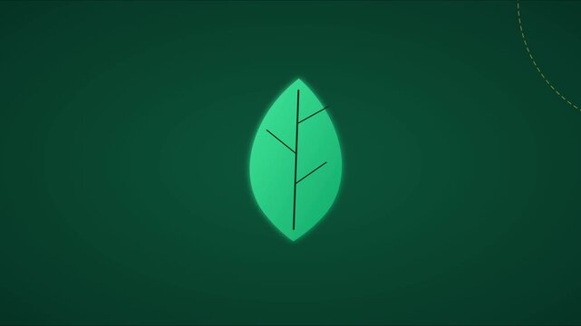 Minimalist green leaf animation on dark 4k background, for eco-friendly branding, and sustainable business concepts
