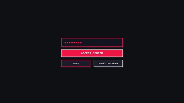 Failed Password Login Attempt Showing Access Denied Error Message On Black Screen
