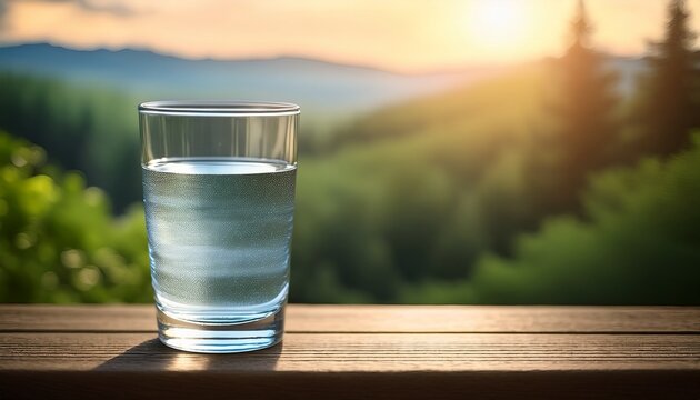 Closeup Glass Of Water On Table Nature Background