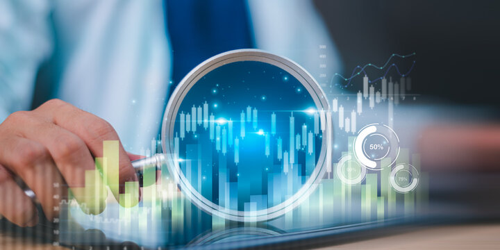 Investment analyst examines market trends, financial data, stock performance, investment research, price movements, risk analysis, and trading signals to support informed portfolio decisions.