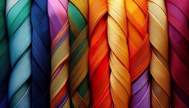 Multicolor Fabric Colored Ribbons Thai Style Three Color Fabri
