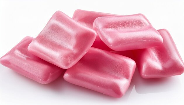 Chewed Pink Bubble Gum Isolated On White Background