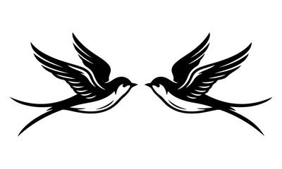 Fototapeta premium Two Flying Swallow Birds Silhouette Vector Illustration