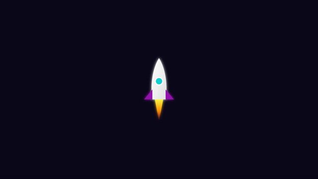 Animated rocket ship launching into space for startup business growth and innovation concept animation 4k