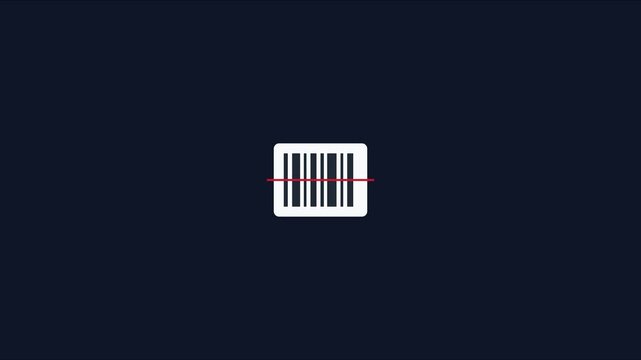 Barcode scanning animation with red laser line for retail and inventory management systems 4k scanner