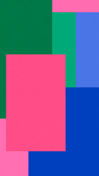 Abstract Geometric Composition: A vibrant abstract composition featuring overlapping squares and rectangles in bold colors like pink, blue, green, and purple.