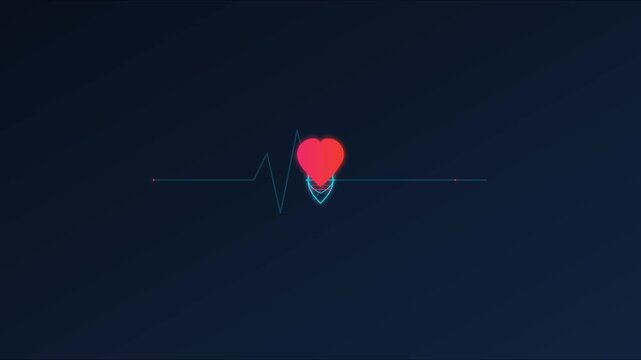 Digital heartbeat ekg pulse animation on dark 4k background, for medical and, healthcare technology concepts