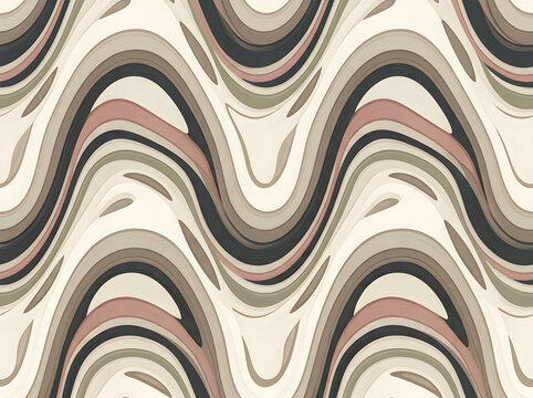 Elegant retro wave seamless pattern with fluid curves in muted earth tones wave background fluid art muted colors repeating texture abstract waves smooth lines stylish fabric