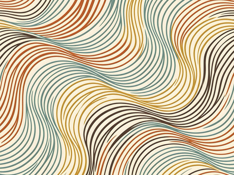 Abstract seamless pixel art pattern featuring wavy curved lines in retro earth tones abstract background vintage design digital art retro style abstract background seamless