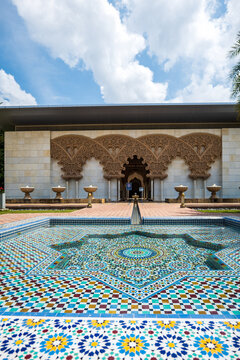 Moroccan Pavilion, Astaka Morocco, architecture with fountain, Putrajaya, Malaysia