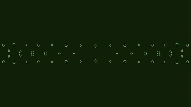 Abstract geometric pattern with green symbols on dark background