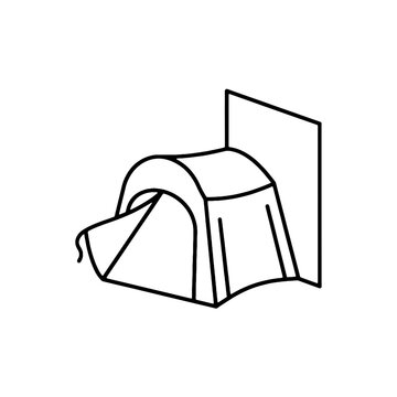 Modern indoor pet tent hideout line art illustration