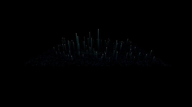 Digital Circuit Lines Leading to 3D Wireframe Arrow on Dark Grid Background