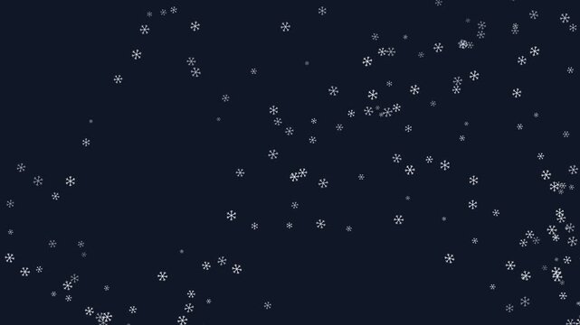 Dark blue background with falling winter snowflakes and mysterious reveal atmosphere