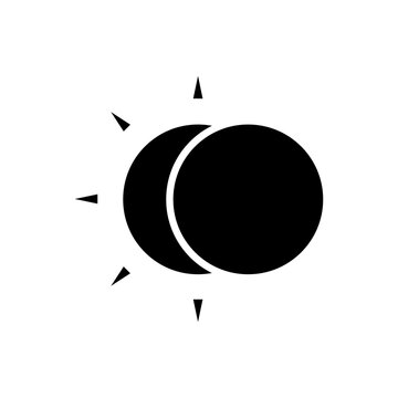Minimalist black solar eclipse icon isolated on white background