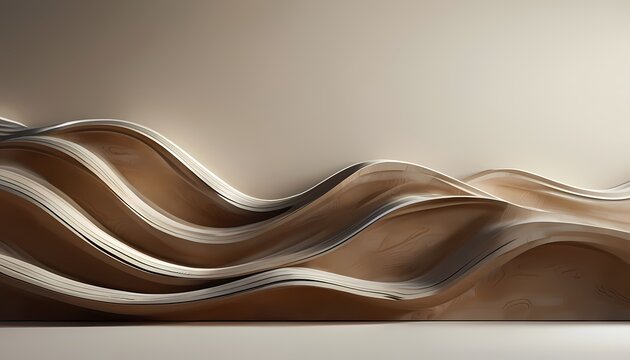 Abstract 3D architectural white oak timber convex wave acoustic wall panel with directional lighting