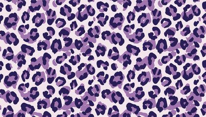 Seamless leopard pattern in purple, violet, and lavender shades. Elegant purple animal print texture style vector background, backdrop, and banner design for fashion, wrapping paper, or web wallpaper. © Bediha Duru Öksüz