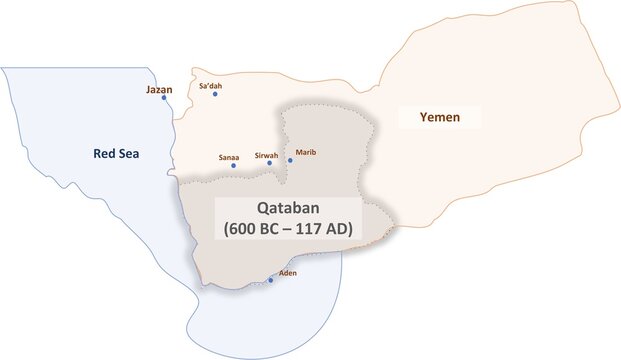 Map of the Ancient Kingdom of Qataban in South Arabia (600 BC &ndash; 117 AD)