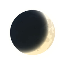 Isolated crescent moon illustration with a soft glowing texture on a white background © LuminaMotion Assets
