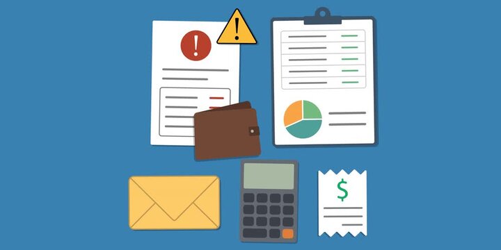 Unpaid bills, depleted savings, overdue expenses and warning indicators. Financial stress concept scene. Personal financial hardship, money pressure and household budget recovery process.