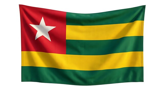 Realistic Waving Flag of Togo with Fabric Texture Isolated on White Background for Togolese National Day