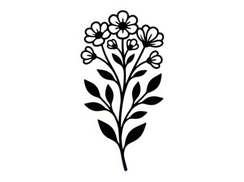 Black floral bouquet silhouette icon on white background
